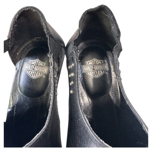 Harley Davidson Women’s Sandals Sz 7 Black Leather Open Toe Slide‎ Wedge - Picture 8 of 10